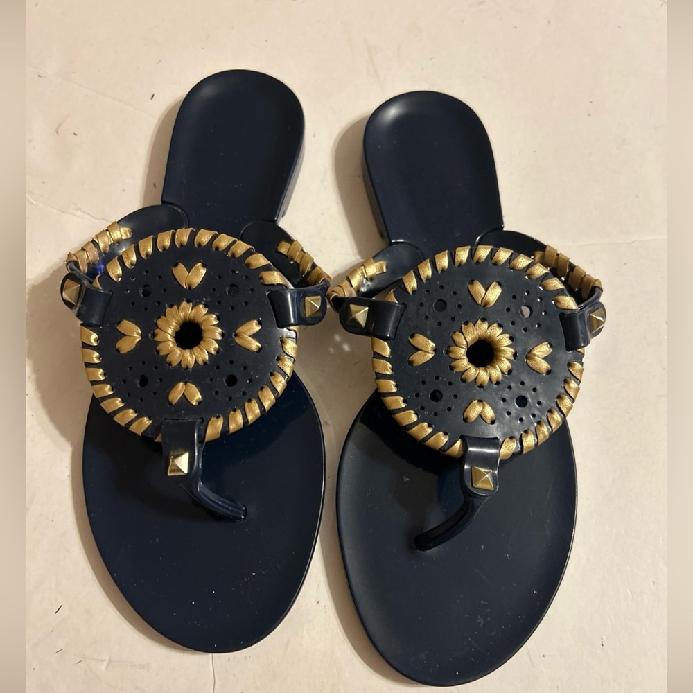 JACK ROGERS Sandals Flip Flops
Navy Thong Jelly Rubber Flats
Slip On 5 Women